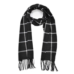 BUFANDA BÁSICA UNISEX NEGRA DE CUADROS