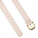 CINTURÓN TEXTURIZADO BEIGE HEBILLA DORADA