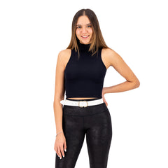 CINTURÓN BLANCO TEXTURIZADO HEBILLA OVALADA