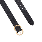 CINTURÓN NEGRO TEXTURIZADO HEBILLA OVALADA