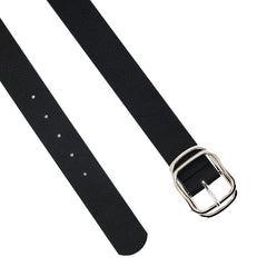 CINTURÓN NEGRO TEXTURIZADO DOBLE HEBILLA