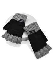 GUANTES DE CABALLERO SIN DEDOS NEGRO CON GRIS