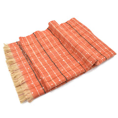 BUFANDA NARANJA DETALLE DE LUNARES Y CUADROS