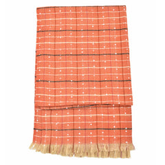 BUFANDA NARANJA DETALLE DE LUNARES Y CUADROS