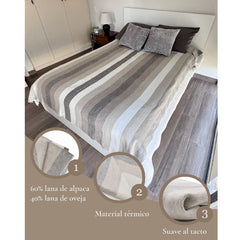 COBIJA MATRIMONIAL LANA DE ALPACA TONOS CAFÉS