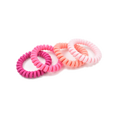 SET DE 4 LIGAS ESPIRAL TONOS ROSAS