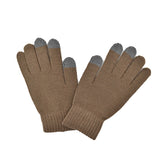 GUANTES TEJIDOS TOUCH COLOR CAFÉ.