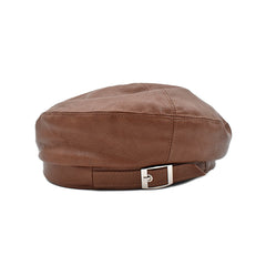 BOINA TEXTURA PIEL HEBILLA PLATA COLOR CAFÉ