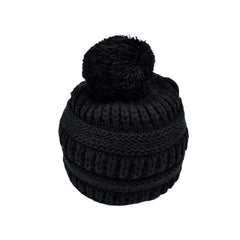 GORRO TEJIDO CLÁSICO CON POMPÓN ESTAMBRE NEGRO
