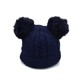 GORRO DOBLE POMPÓN PELUCHE AZUL MARINO
