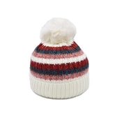 GORRO TEJIDO MULTICOLOR POMPÓN PELUCHE BLANCO