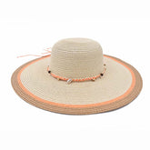 SOMBRERO PAMELA CINTA NARANJA CON CONCHAS