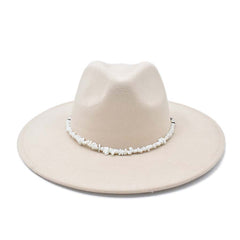 SOMBRERO BLANCO CINTILLA CON PIEDRAS