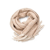 BUFANDA CON AMPLITUD BEIGE CON BARBAS