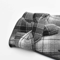 Guantes casuales con PU, cuadros con tonalidades en gris, detalle de nudo en muñeca