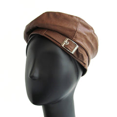 BOINA TEXTURA PIEL HEBILLA PLATA COLOR CAFÉ