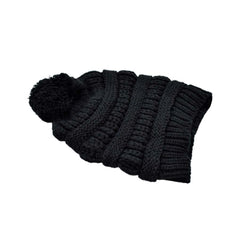 GORRO TEJIDO CLÁSICO CON POMPÓN ESTAMBRE NEGRO