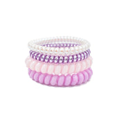 SET DE 4 LIGAS ESPIRAL TONOS ROSAS