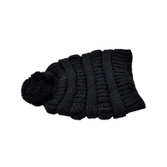 GORRO TEJIDO CLÁSICO CON POMPÓN ESTAMBRE NEGRO