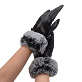 GUANTES PIEL CON PELUCHE EN MUÑECA NEGROS