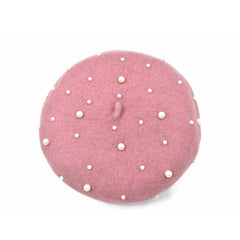 BOINA ESTILO FRANCÉS COLOR ROSA CON PERLAS