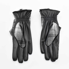 Guantes casuales con PU, cuadros con tonalidades en gris, detalle de nudo en muñeca