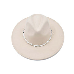 SOMBRERO BLANCO CINTILLA CON PIEDRAS