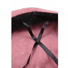 BOINA ESTILO FRANCÉS COLOR ROSA CON PERLAS