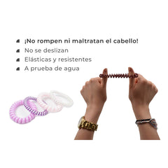 SET DE 4 LIGAS ESPIRAL TONOS ROSAS