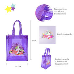BOLSA DE PLAYA INFANTIL UNICORNIO TRANSPARENTE