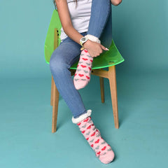 CALCETÍN INVERNAL TEEN CORAZONES ROJOS