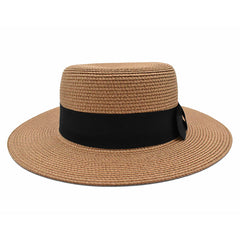 SOMBRERO BOATER CAFÉ CON CINTA