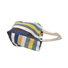 BOLSA DE MANTA DISEÑO A RAYAS AZUL VERDE