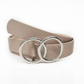 Adorn | Cintur—n casual beige, liso con hebilla doble aro plateada