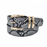 CINTURÓN VÍBORA GRIS HEBILLA PUENTE FORRADO