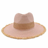SOMBRERO FEDORA ROSA BARBAS DE PAJA
