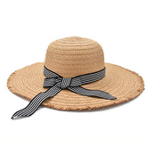 SOMBRERO TIPO PAMELA CON CINTA Y MOÑO