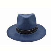 SOMBRERO ALA MEDIA AZÚL MARINO CINTA NEGRA