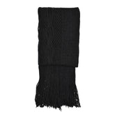 BUFANDA BÁSICA NEGRA TEJIDO ABIERTO CON FLEQUILLOS
