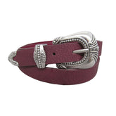 CINTURÓN COLOR VINO HEBILLA CON GRABADO