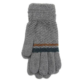 Invigorate | Guantes básicos caballero gris, tejidos con detalle de lineas decorativas en verde y camel