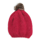 Adorn | Gorro faux rojo tejido con pompón