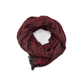 Maxi bufanda tipo poncho color vino, detalle de flecos, mujer.