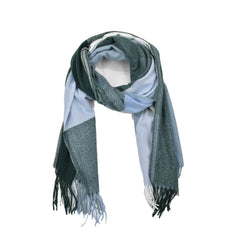 BUFANDA A CUADROS VERDE CON BARBAS