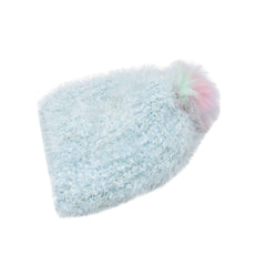 GORRO AZUL PASTEL POMPÓN MULTICOLOR