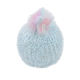 GORRO AZUL PASTEL POMPÓN MULTICOLOR