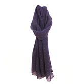 Pashmina morada larga con tipo estoperol pequeño dorado