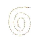 CADELA PARA LENTES Y CUBREBOCAS DORADA DETALLES DE FLORES