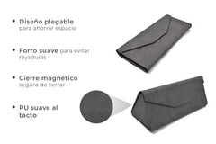 ESTUCHE PARA LENTES PLEGABLE GRIS.