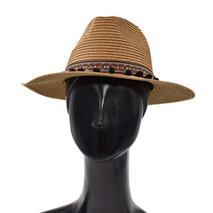 SOMBRERO FEDORA CAMEL CINTA TRIBAL